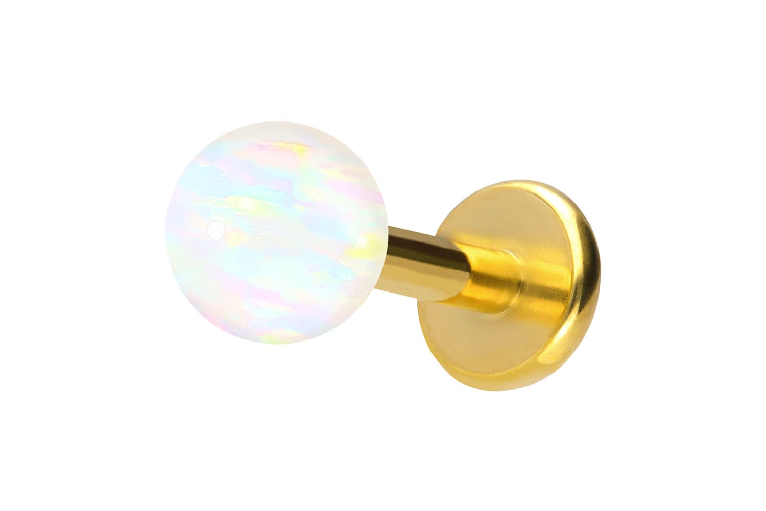 Titan Labret Piercing mit Push Fit SYNTHETISCHER OPAL
